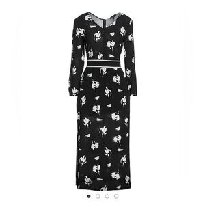 Armani Exchange Womens Black white floral Maxi dress Slit Formal Party Dress XS